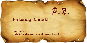 Patonay Nanett névjegykártya